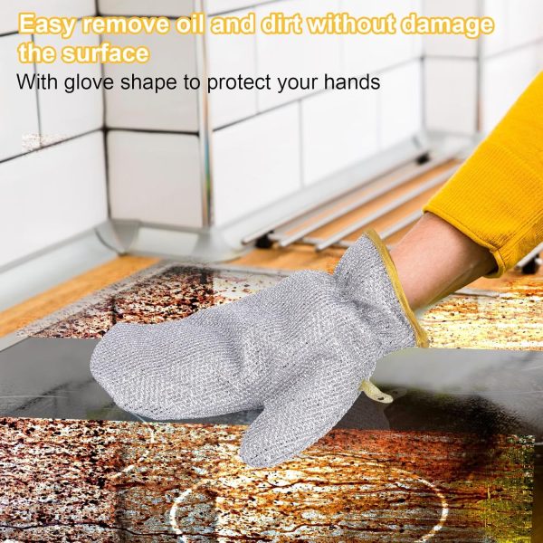 (1 Pcs ) Multipurpose Wire Dishwashing Gloves | Dishwashing Rags For Wet And Dry, Steel Wire Miracle Cleaning Cloth With Glove Shape, Non-scratch Wire Dish Cloths For Washing Dishes, Kitchen | Anti-heat Aluminium Gloves
