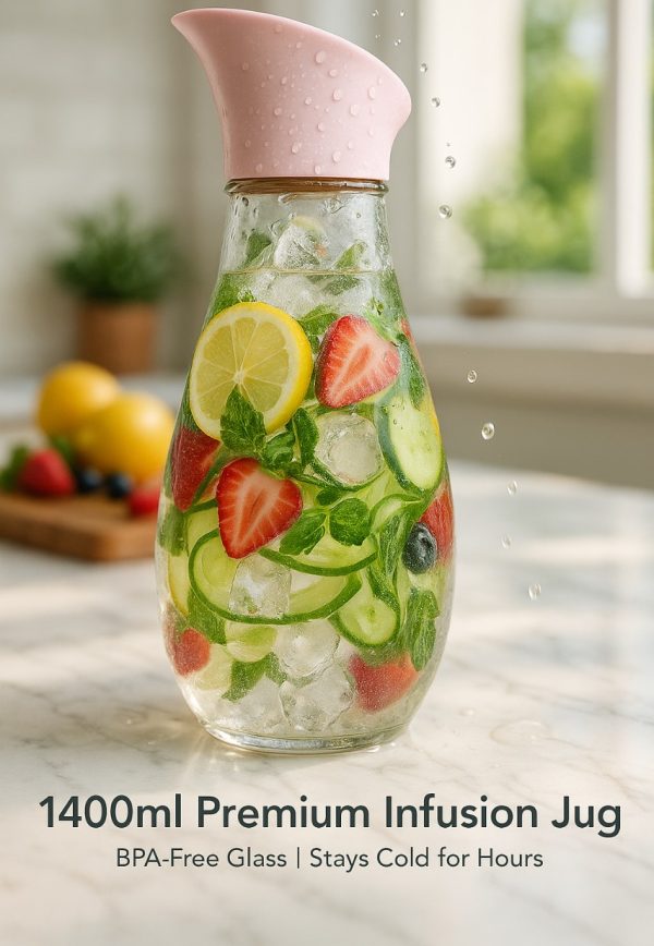 1400ml Hard Glass Water Jug With Lid – Heat-resistant Pitcher For Water, Juice, Iced Tea, Milk & Beverages