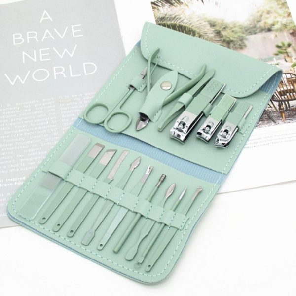 16-piece Manicure & Pedicure Kit – Premium Stainless Steel Nail Care Set For Hand, Foot & Facial Grooming | Travel-friendly Case Included | 16 Pcs Nail Care Set | Beauty Essentials Set ( Random Color )