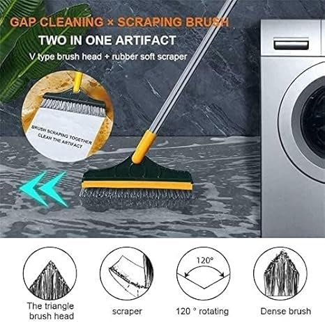 2 In 1 Floor Cleaning Brush Bathroom Tile Windows Floor Cleaning Brush With 120° Rotatable Head – Multipurpose Bathroom Floor Cleaning Brush – Floor Brush Scrubber