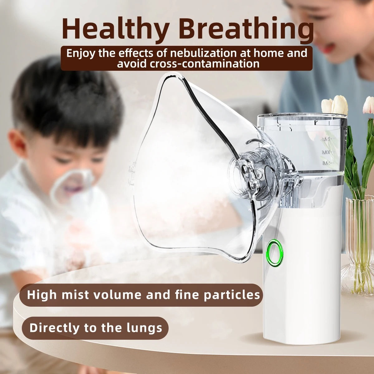 Portable Mesh Nebulizer Machine – Silent Handheld Inhaler for Kids & Adults | Effective Respiratory Solution with Advanced Mesh Technology