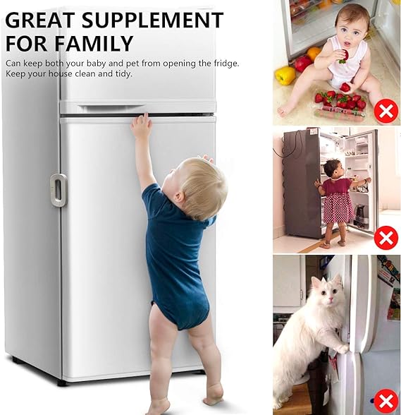 Child Safety Refrigerator Lock, Refrigerator Door Lock, Self Adhesive Freezer Door, Refrigerator Door, Double Safety Button, Home Safe Design, Child Proof Refrigerator Door Lock Multi Color ( Random Color )