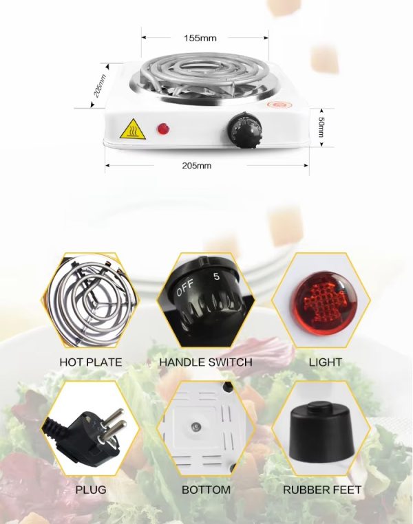 Electric Stove For Cooking – Hot Plate Heat Up In Just 2 Mins – Easy To Clean -metal Body (Random Color )
