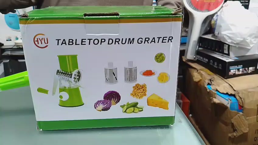 Tabletop Drum Grater | Manual Vegetable Cutter Slicer & Grater | Multi-functional Kitchen Gadget ( Random Color )