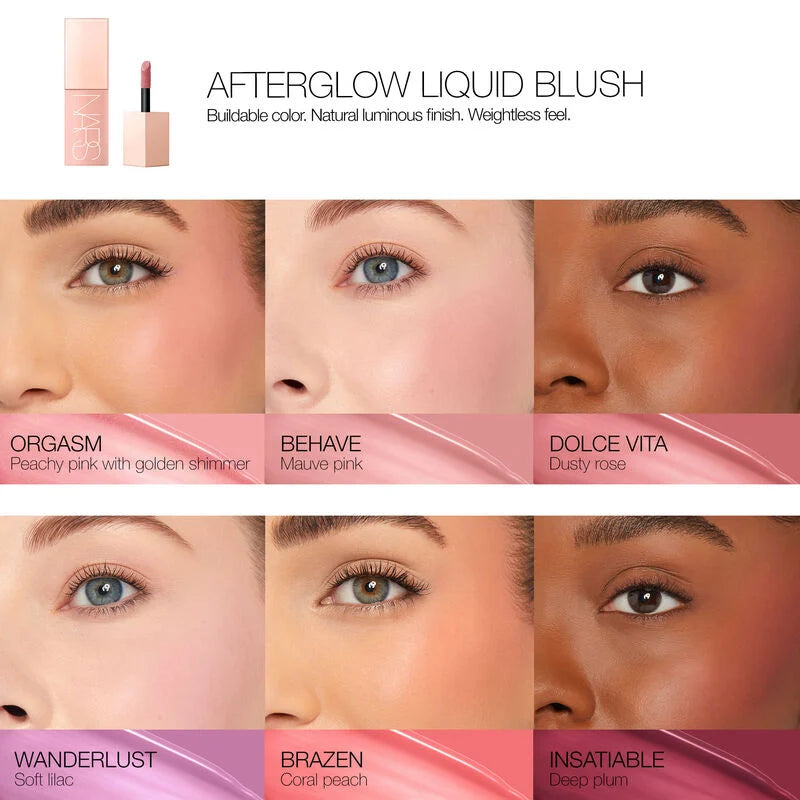 NARS Afterglow Liquid Blush 7ml Buildable Hydrating Blush with Sodium Hyaluronate and Vegan Protein