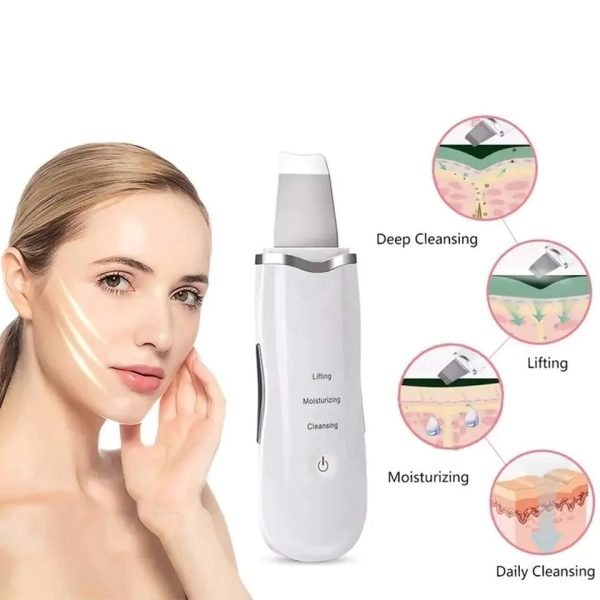 Rechargeable Ultrasonic Skin Scrubber – Deep Cleansing Facial Spatula & Blackhead Remover With Vibration & Peeling Modes