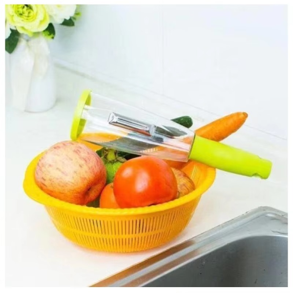 Stainless Steel Multifunctional Vegetable Fruit Peeler With Storage Box –  carrot Peeler Stainless – Veggie Peeler Kitchen Gadgets – Potatoes Cucumber Vegetables Carrot Peeler ( Random Color )