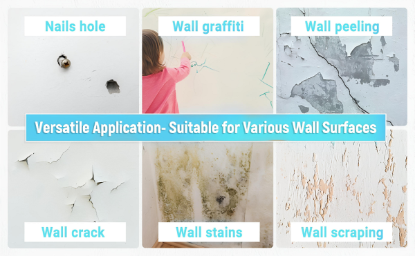 Wall Repair Paste 200gm – White Waterproof Crack Filler With Scraper, Wall Putty & Hole Mending Agent For Damaged Walls And Joints