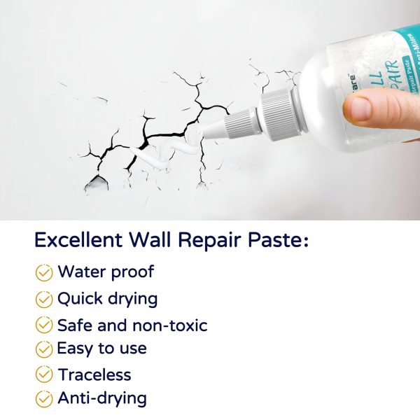 Wall Repair Paste 200gm – White Waterproof Crack Filler With Scraper, Wall Putty & Hole Mending Agent For Damaged Walls And Joints