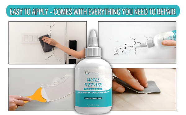 Wall Repair Paste 200gm – White Waterproof Crack Filler With Scraper, Wall Putty & Hole Mending Agent For Damaged Walls And Joints
